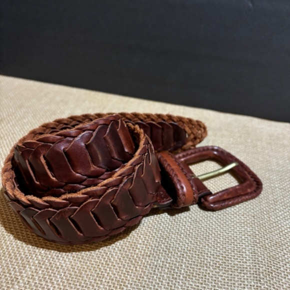 VTG Unbranded Women's Leather Chain Belt‎ Sz M Wide Brown Boho 90's Chunky Thick - Picture 5 of 11